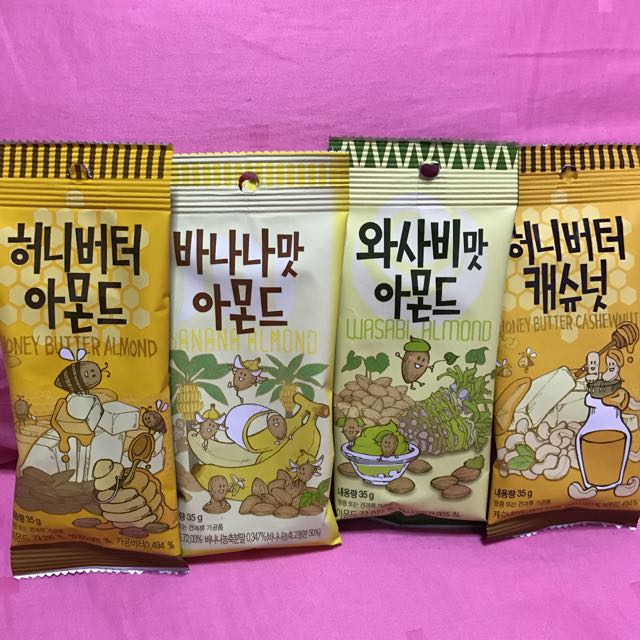 Korean Nuts Honey Butter Cashew Nuts Almond Banana Wasabi Almond Food Drinks Packaged Instant Food On Carousell Gillim almond banana almond with banana flavor from korea. korean nuts honey butter cashew nuts almond banana wasabi almond
