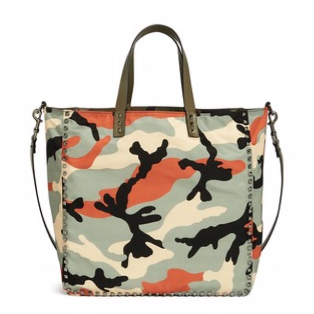 valentino rockstud camo tote