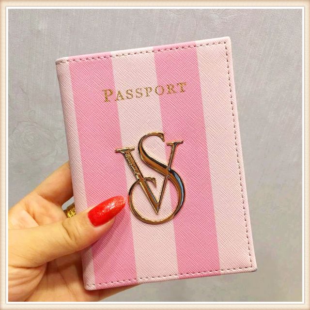 Victoria's Secret Passport Cover Holder Red Black Lazer Pink Signature  Stripe