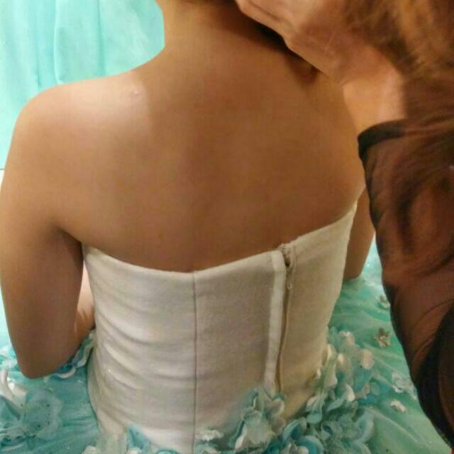 White And Mint Turquoise Wedding Dress Women S Fashion Clothes