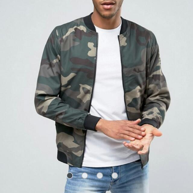 Jaket pull and bear camo online