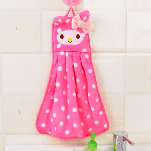 My Melody Pink Sweet Polka Dots Hand Towel Kitchen Bath Room Wash Hand