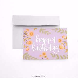 Brush Lettering Birthday Card (Floral) - Sold