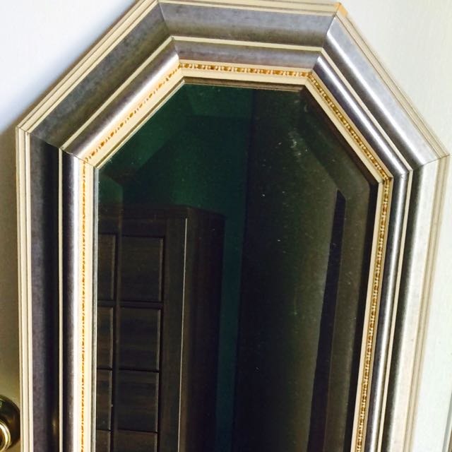 Antique Ornate Full Length Mirror Silver And Gold Trim