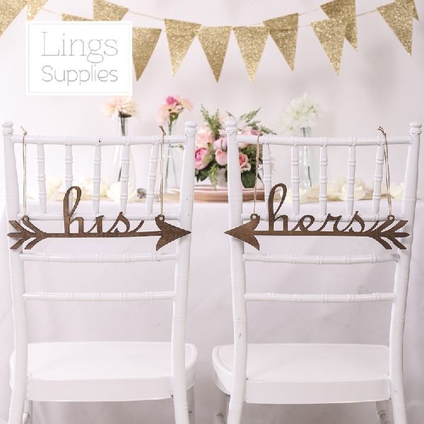Brand New Her His Chair Sign Photography Prop