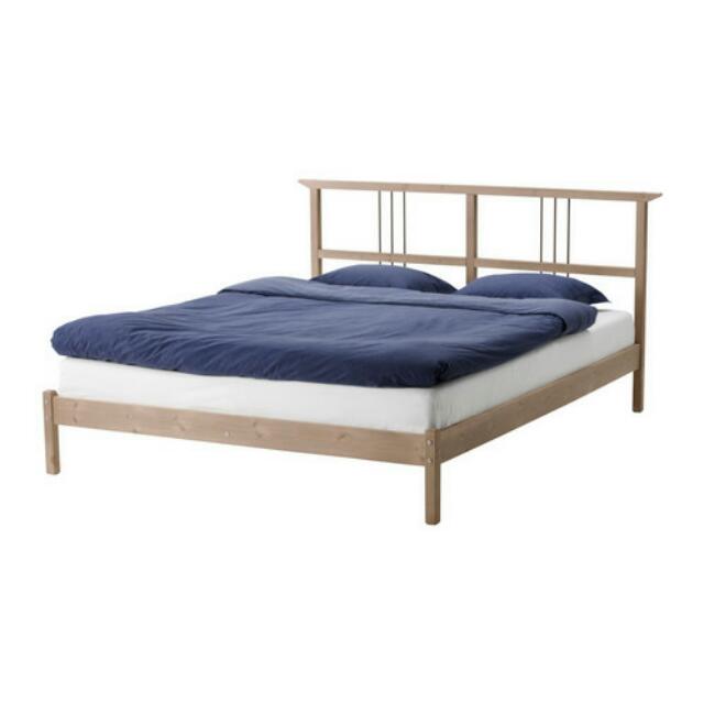 (Reserved) Ikea Rykene Bed Frame With Base Slates, Furniture & Home