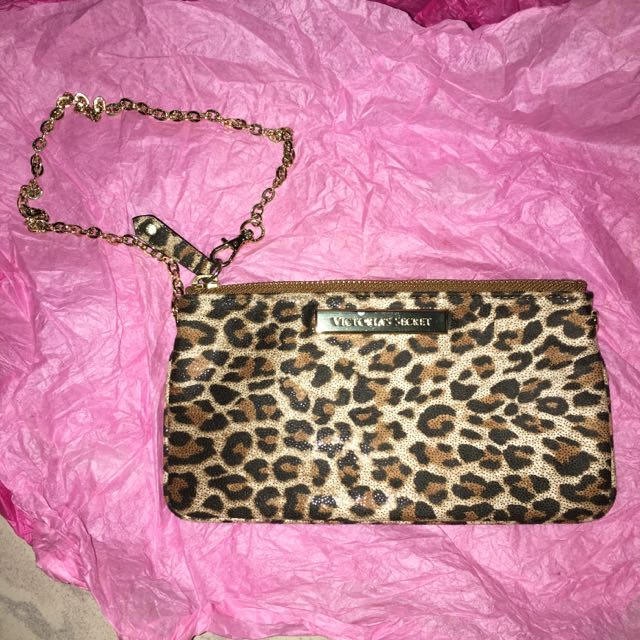 BN! Authentic Victoria's Secret Leopard Prints Clutch Wristlet Handbag Pouch