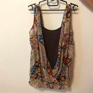 Boho Chiffon Attached To Brown Cami Top