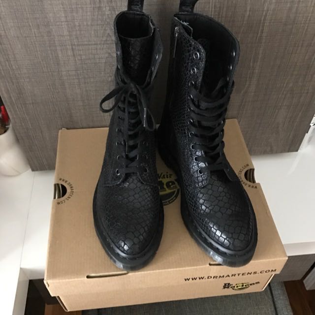Dr Martens Alix Snake Black Boots Brand New Women s Fashion Footwear Boots on Carousell