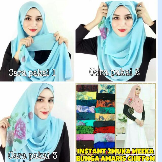 Instant Dua Muka Printed Shawl Women S Fashion Muslimah Fashion On Carousell