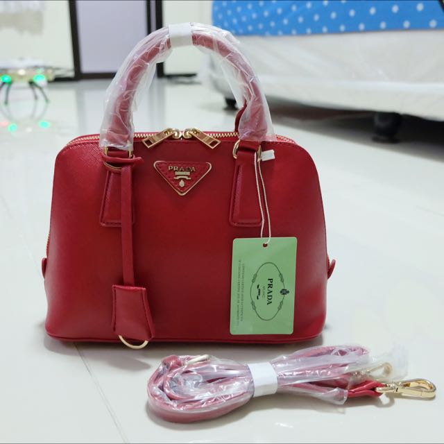Premium Prada Mini Alma In Red Leather Women S Fashion Women S