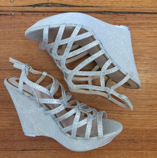Zu Wedges Silver wedding bridesmaid Women s Fashion Shoes on Carousell