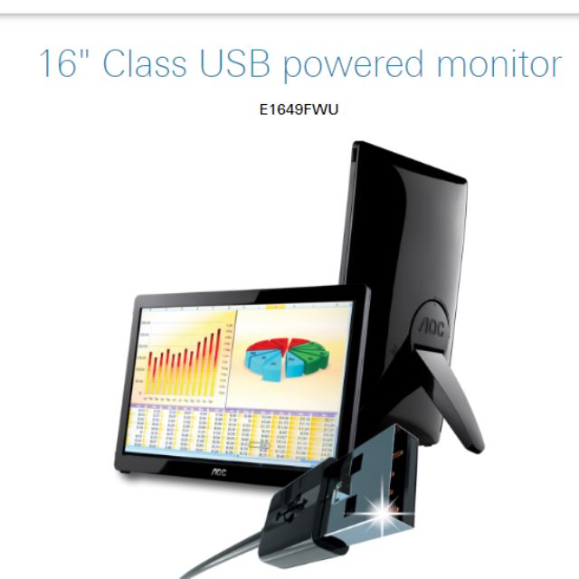 AOC E1659FWU 15.6" USB Monitor, Computers & Tech, Parts & Accessories ...