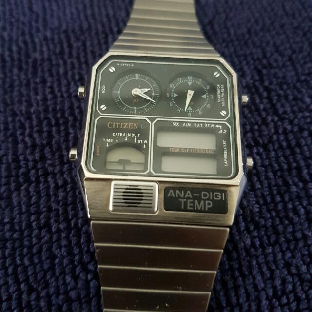 citizen analog digital temperature watch