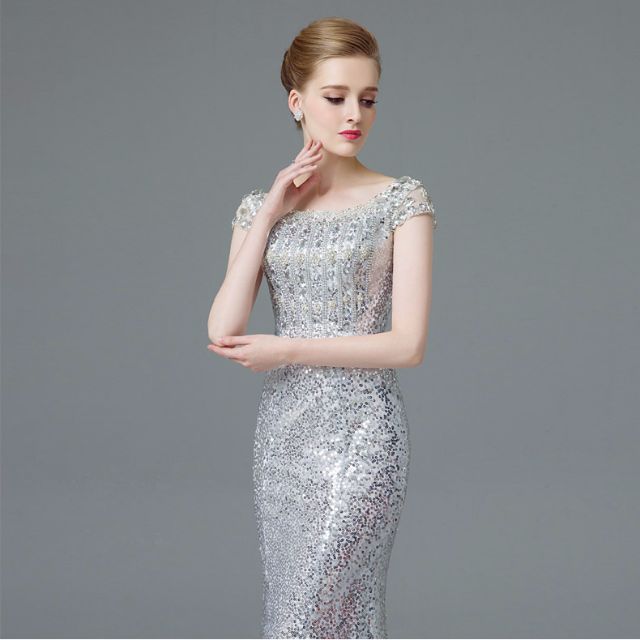 Gown Collection 2016 Silver Glam Glitz Mermaid Gown Women s