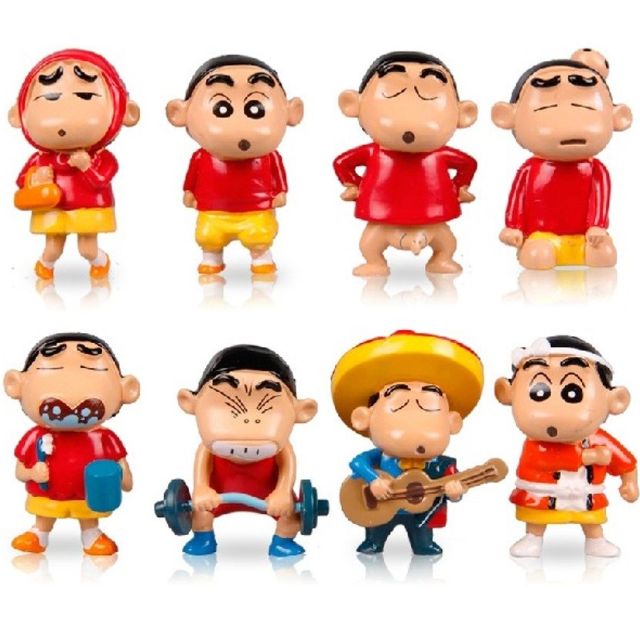 Pop Japanese Anime Cartoon Crayon Shin-Chan PVC Figurines (8pcs/Set)-  Office/Car Decoration/ Ornaments/Cake Topper, Hobbies & Toys, Toys & Games  on Carousell