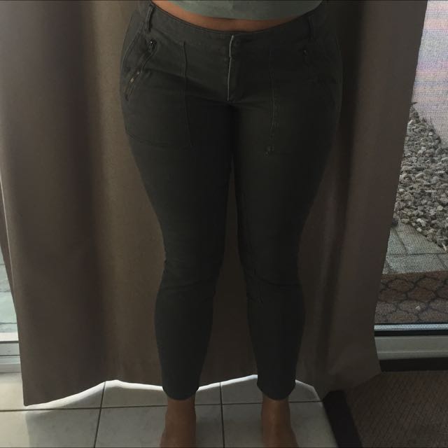 khaki green jeans