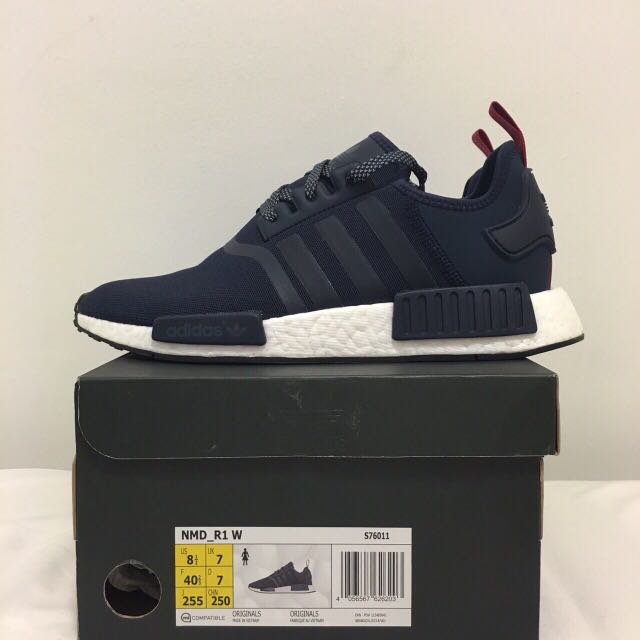 ADIDAS W NMD R1 UK 7 Navy Red Stripe Men s Fashion Activewear on