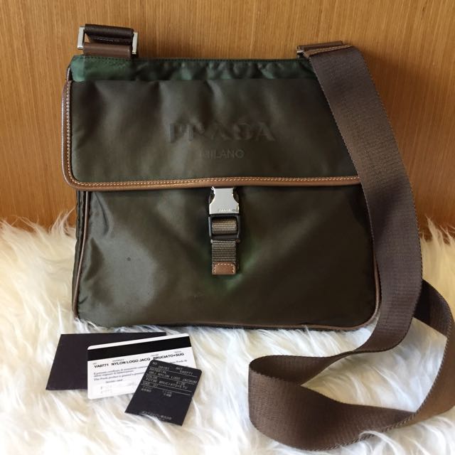 Authentic Prada Nylon Logo Jacquard Crossbody, Luxury, Bags & Wallets