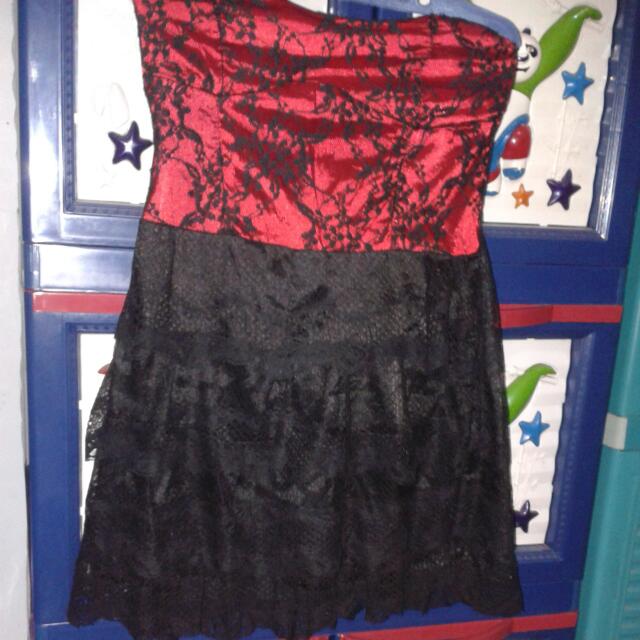 Dress Brokat Hitam Kombinasi Merah Women S Fashion Women S Clothes