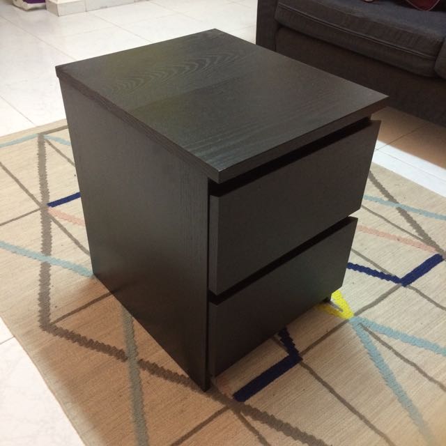 malm bedside table black