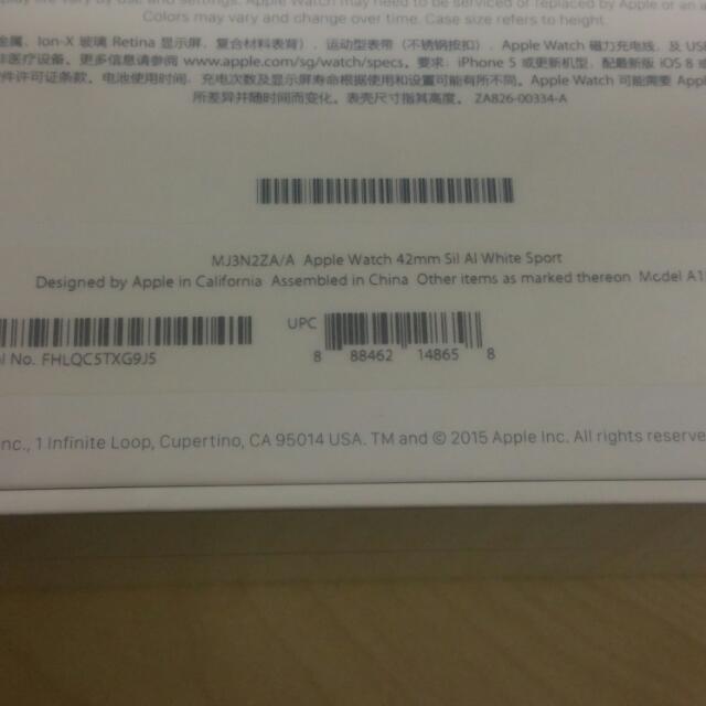 apple watch 42mm sil al white sport