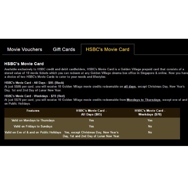 [Reserved] Golden Village GV Movie Card (All Days Black) (Balance of