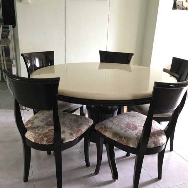 Marble Dining Table And 5 Chair Set From Red Apple Furniture On Carousell