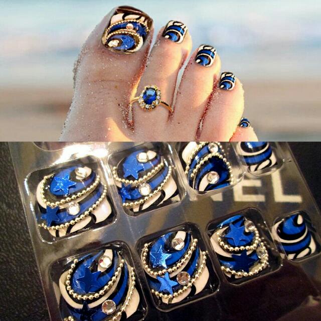 24pcs Box False Fake Toe Nail Nails With Glue Fake Diamond Blue Color For Wedding Party Nail Art Health Beauty Hand Foot Care On Carousell In order to add a little extra to your overall look, getting acrylic nail art done with the nailbox is worthwhile.