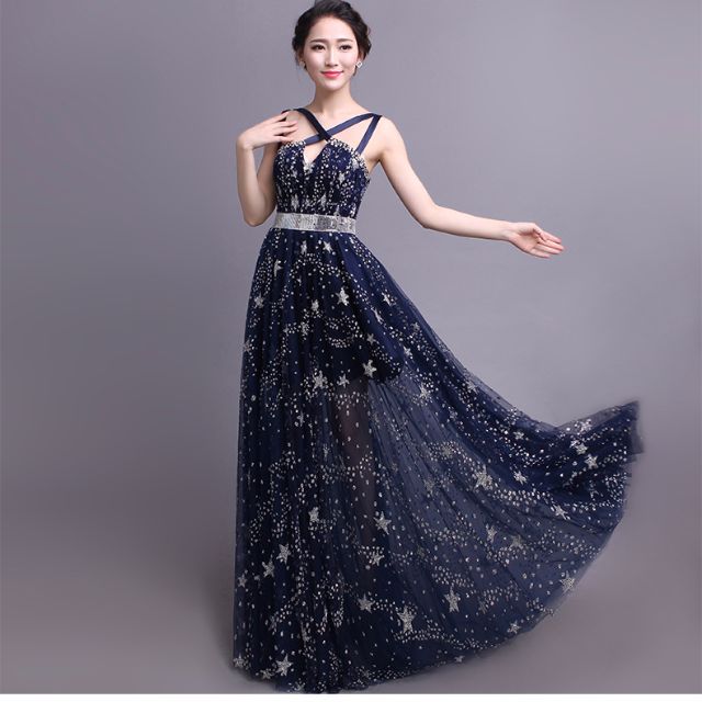 Dark blue dress hotsell with stars