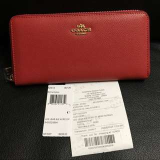 全新 正品 COACH 紅色長夾
