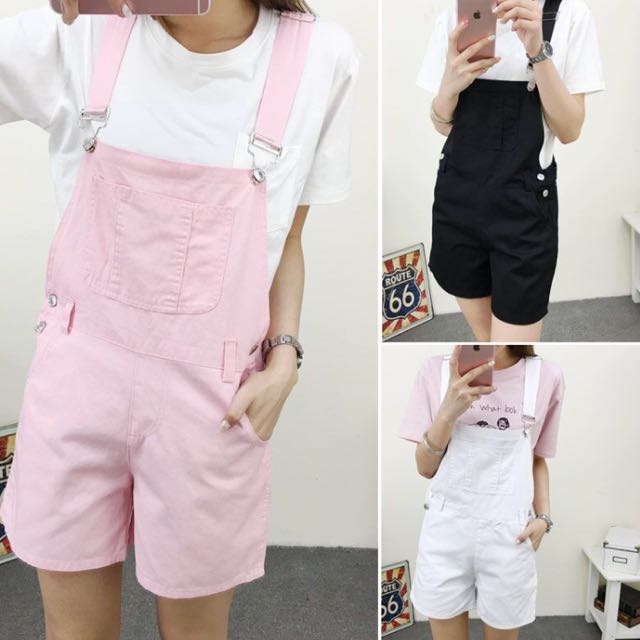 pastel pink dungarees