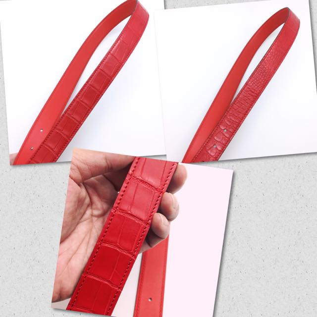 Authentic Louis Vuitton Red Crocodile Belt Limited Edition, MALLERIES