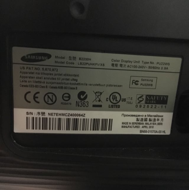 Samsung 22inch Monitor, Computers & Tech, Parts & Accessories, Monitor ...