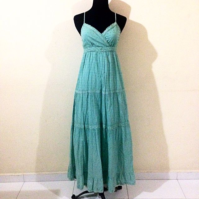 Sleeveless Full-length Teal Dress, Women's Fashion, Tops, Sleeveless on ...