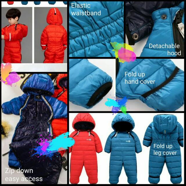 Toddler Windproof Winter Full Body Ski Suit With Goose Down