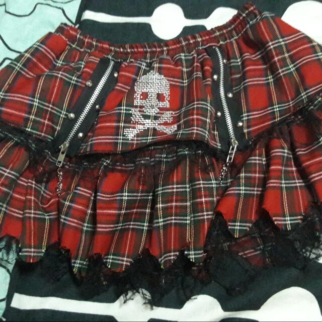 Gothic Red Tartan Skirt, Hobbies \u0026 Toys 
