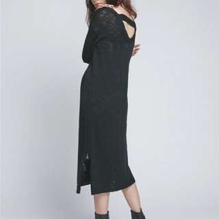 歐美日下擺拉鏈開岔露背洋裝四色(dress)