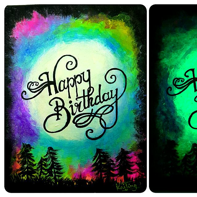 Glow In The Dark Acrylic Painting On Stretch Canvas Design Craft Art Prints On Carousell