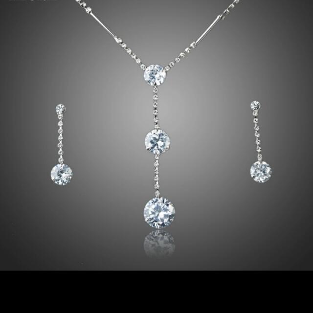Promo Platinum Plated Stellux Austrian Crystal Water Drop Necklace Photo