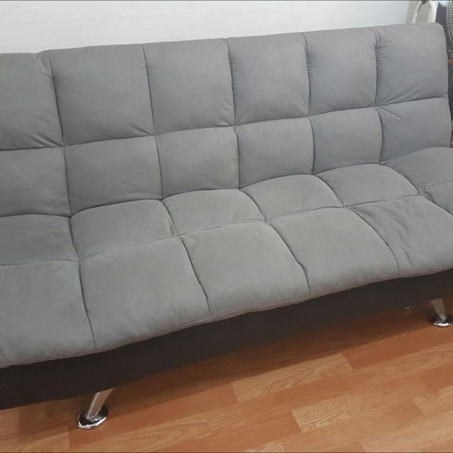 Sofa Bed Fuze Grey W Black Base Courts Furniture On Carou Sofa Bed Fuze Grey W Black Base