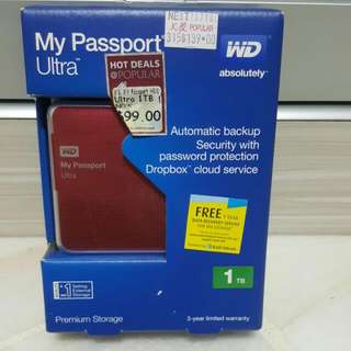 Sale: WD 1TB Ultra Hard Disk (Brand New In Box) - Red Colour