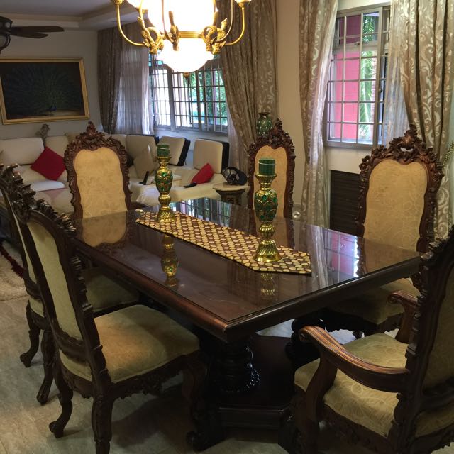 1990 Solid Wood Dining Table With Chairs Sale Vintage Collectibles On Carousell