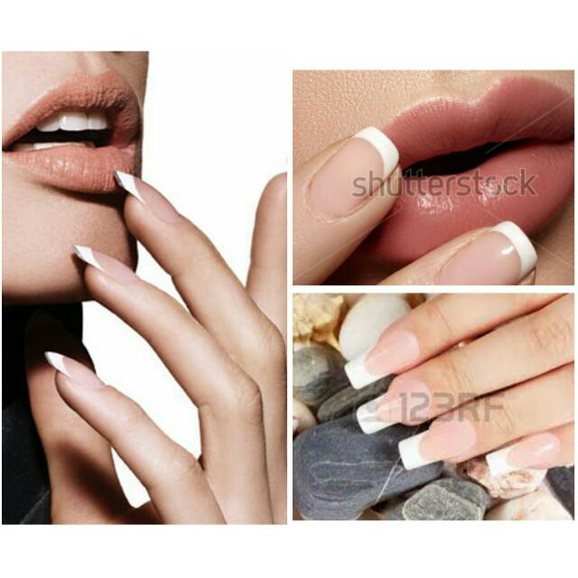 Get Wallpaper 2016 French Manicure Fake Nails Decorated False Nails With Glue For Free