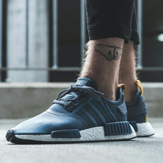 Adidas NMD R1 Tech Ink Blue Yellow RESERVED Men s Fashion