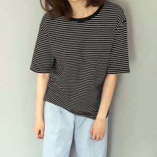 ☑️ [BN] BASIC PIN-STRIPED CASUAL LOOSE SHIRT TOP