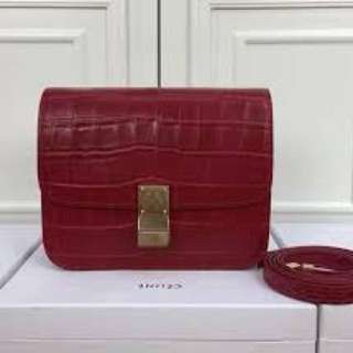 Celine Croc Box Bag (red)