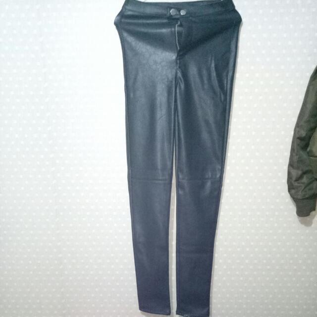 H\u0026M high waist leather pants, Fesyen 