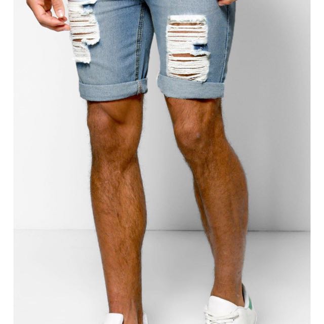 Boohooman Ripped Denim Shorts, Men's 