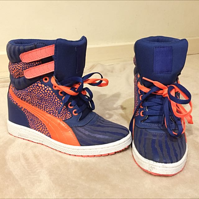 puma high top wedge sneakers